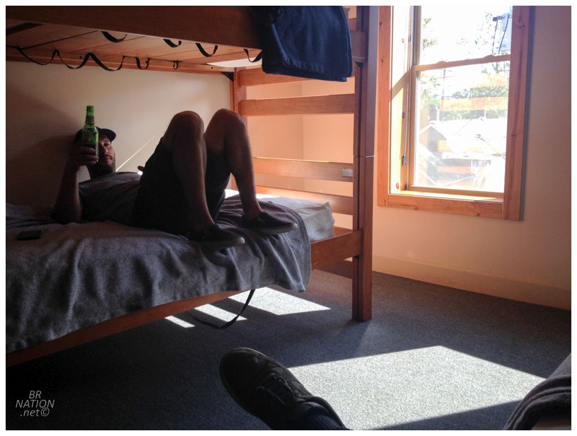 clarkman in the hostel with beer